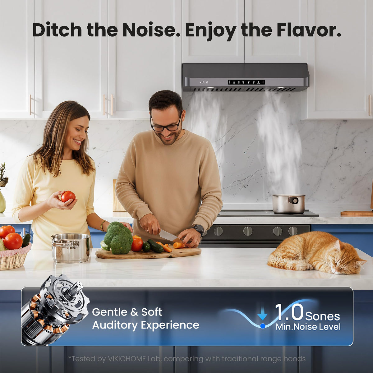 VIKIO HOME 30 Inch Under Cabinet Range Hood, 980CFM Fast Venting Ducted, Kitchen Hood With 3 Speed Gesture Sensing & Touch Control, Stainless Steel Stove Hood With LED Light And 2 Baffle Filters