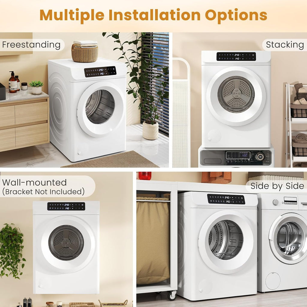 Auertech 3.6 CU. FT Clothes Dryer, Large Capacity Laundry Dryer with 12 Drying Modes & Stainless Steel Tub, Dryer Machine, Electric Dryer with LED Control for Busy Family Home, White
