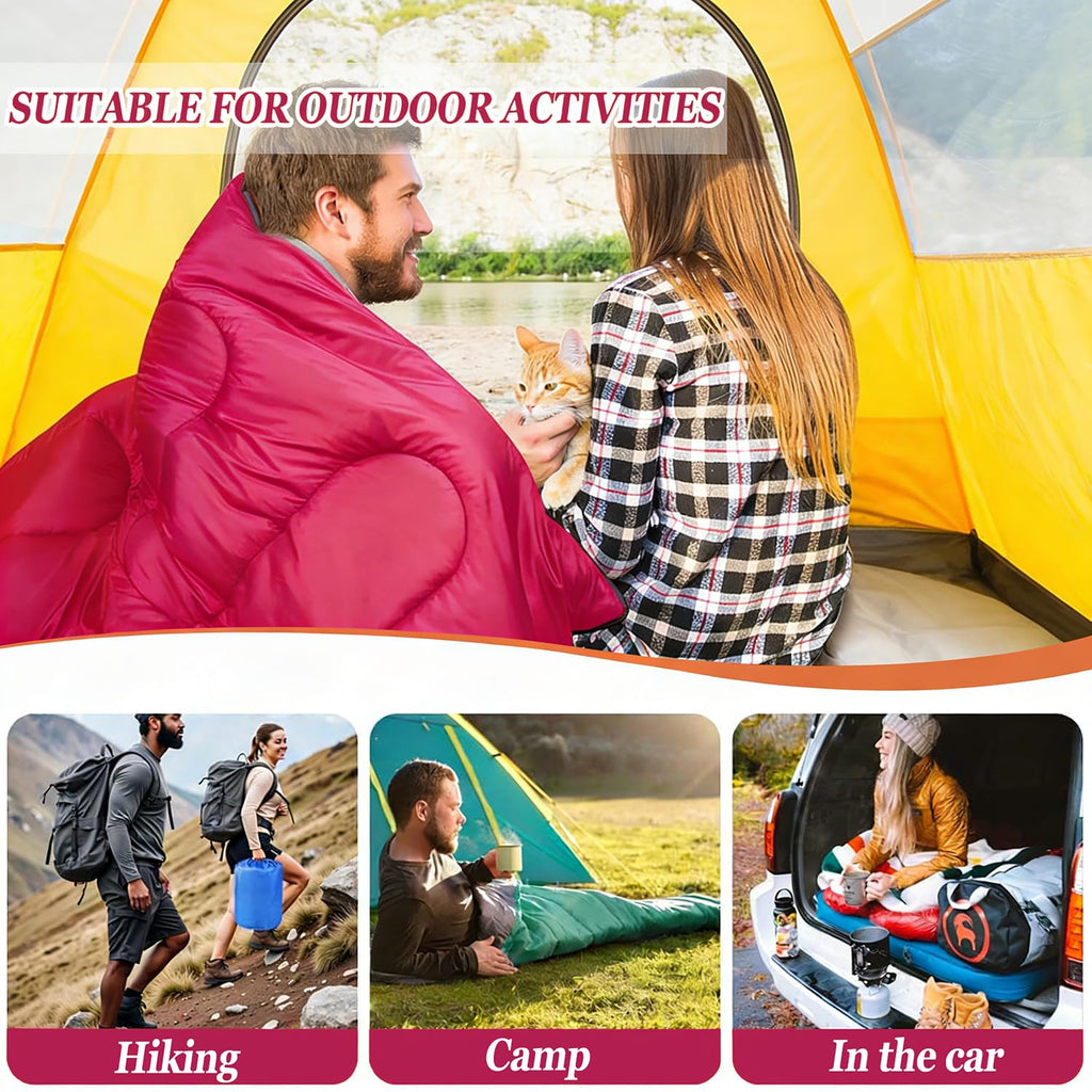 Sleeping Bag for Camping,Sleeping Bags for Adults Backpacking Waterproof,3 Seasons Adult Blanket,Small Packed Ultralight Carry Bag, Soft,Thick and Warm,for Outdoor Camping,Travel,Hiking