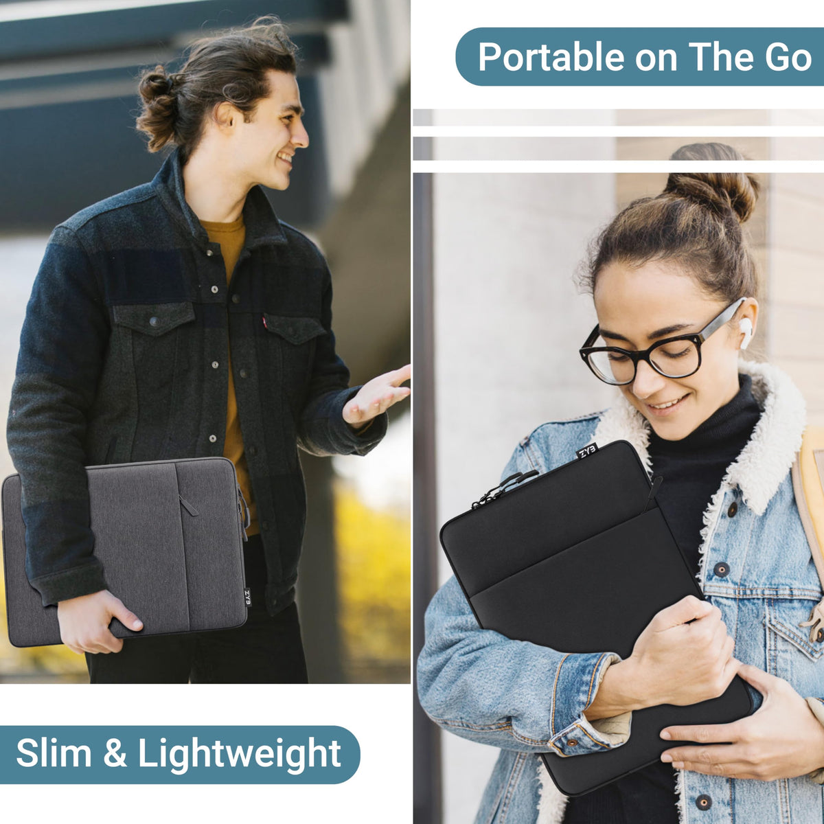 ZYB Laptop Sleeve 14 Inch, Waterproof Shockproof 14 Inch Laptop Case for 14" Notebook Lenovo Thinkpad IdeaPad, MacBook Air 15.3 2026-2023 M5 M4 M3 M2, 14" HP Dell Acer Chromebook Mac Pro 15-Black