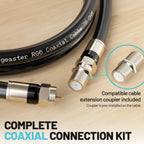 energeaster 10FT RG6 Coaxial Cable with Waterproof Rubber Boot, Black