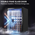 2.5 Cu.Ft Beverage Fridge, Glass Door Mini Fridge, Silver, 96 Can