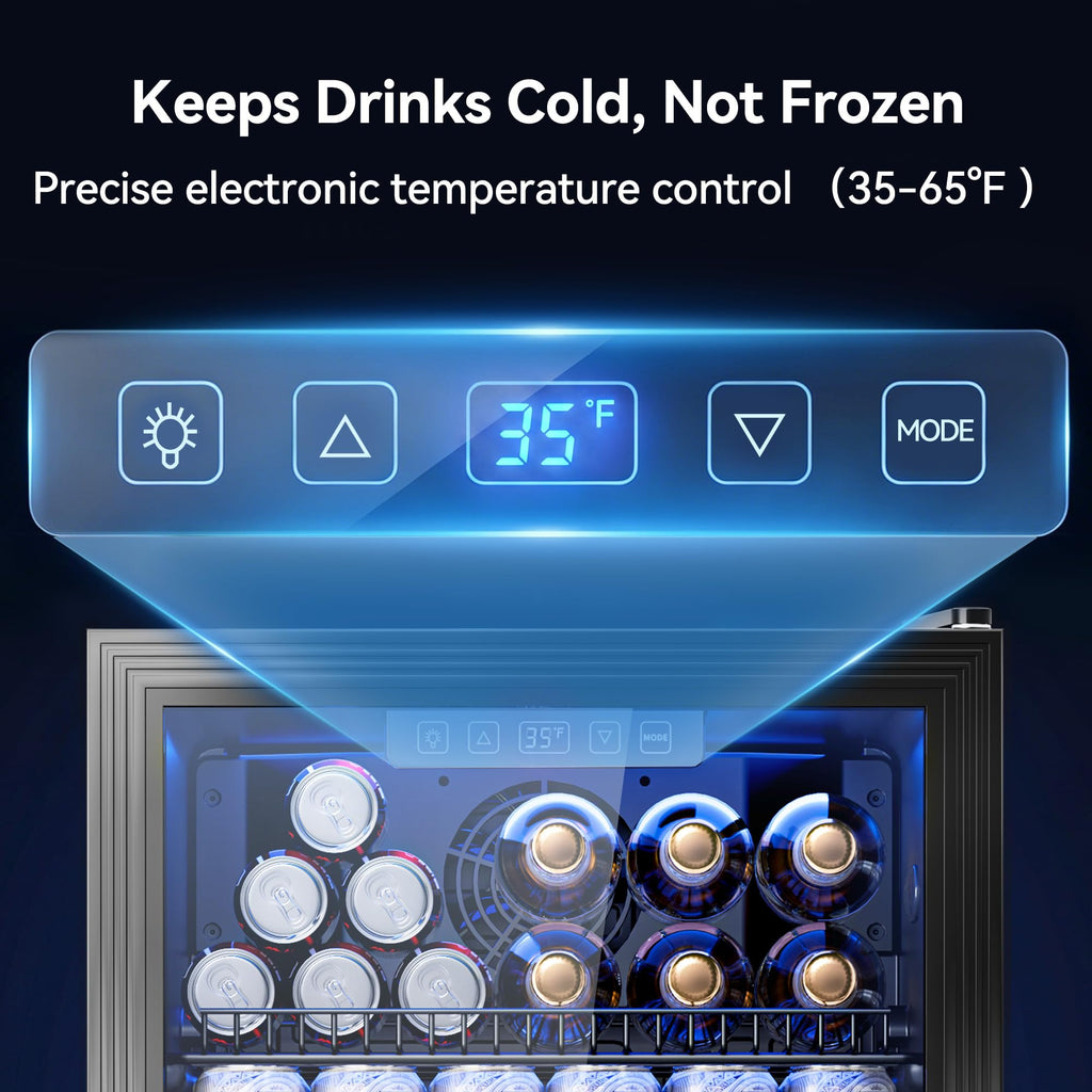 2.5 Cu.Ft Beverage Fridge, Glass Door Mini Fridge, Silver, 96 Can