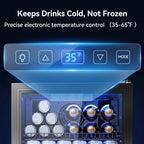 2.5 Cu.Ft Beverage Fridge, Glass Door Mini Fridge, Silver, 96 Can