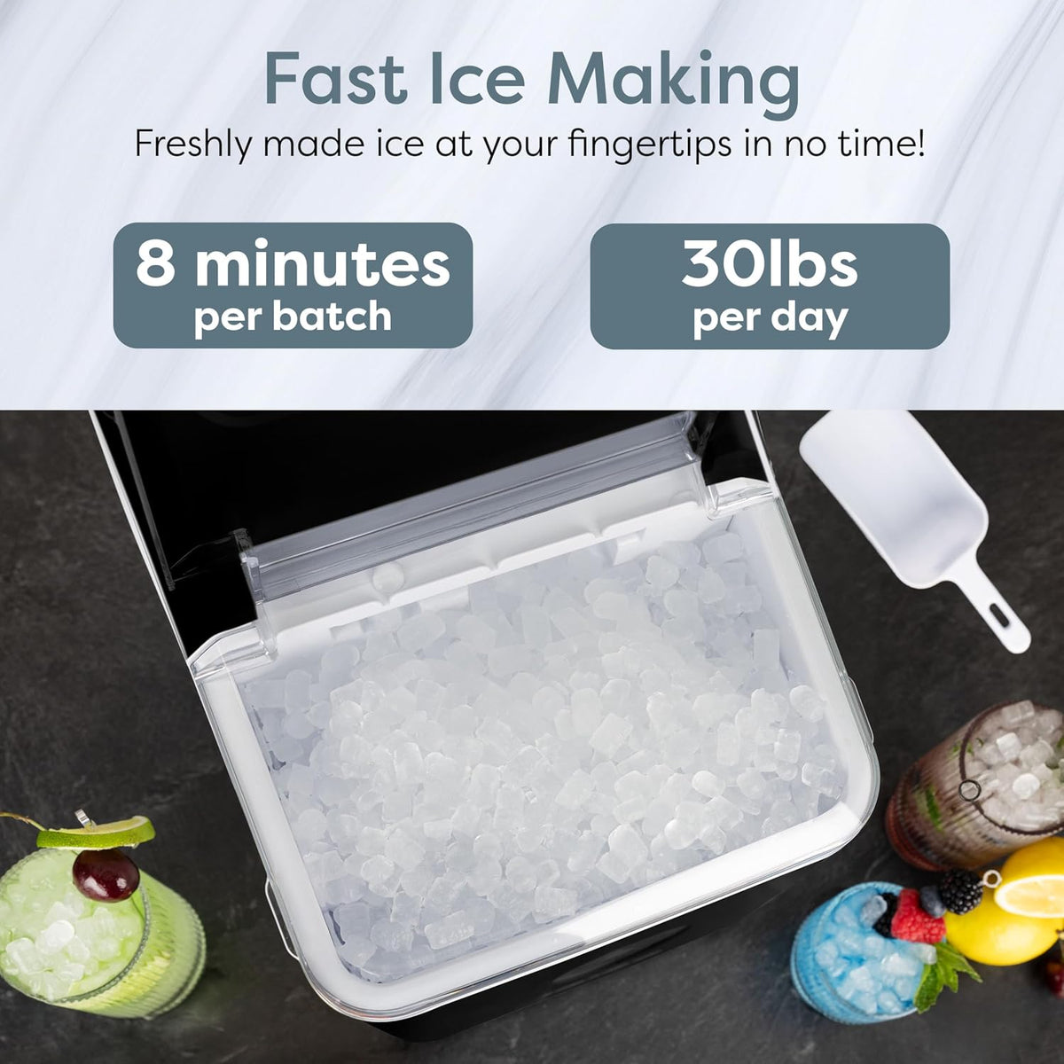 Igloo Ice Maker Countertop, Portable Ice Maker with Handle, 26lbs, Black