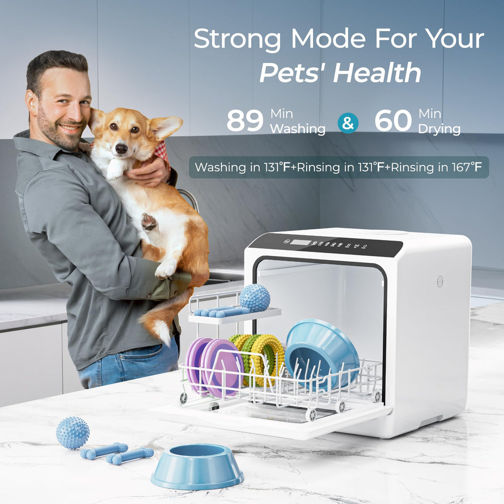EUHOMY Countertop Dishwasher Portable, 6 Programs with 40 dB, No Hookup