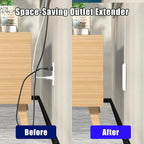 CABOCASA 3FT Flat Plug Extension Cord Power Strip 3 Outlets White Upward