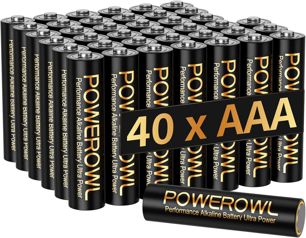 POWEROWL AAA Batteries 40 Pack - Alkaline 1.5v - High-Capacity Long Lasting Triple A Battery, Non-rechargeable