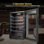 24" Dual Zone Wine and Beverage Refrigerator, Under Counter with Glass Door