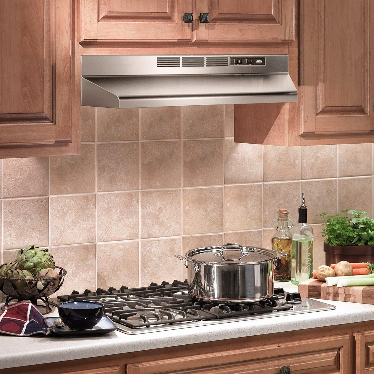 Broan-NuTone 413604 Non-Ducted Ductless Range Hood Insert with Light, Exhaust Fan for Under Cabinet, 36-Inch, Stainless Steel