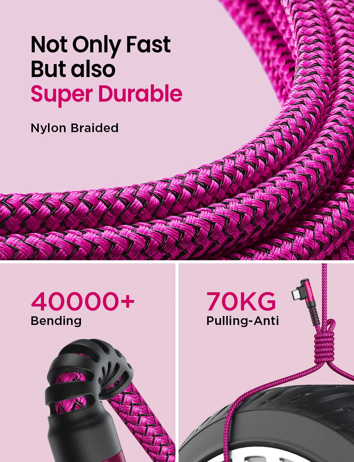 Samsung USB C Charger Cable, 2 Pack 2M Fast Charge, Right Angle Nylon Braided Type C Cable Compatible with S10 S9, Huawei, Google Pixel, Sony Xperia, LG