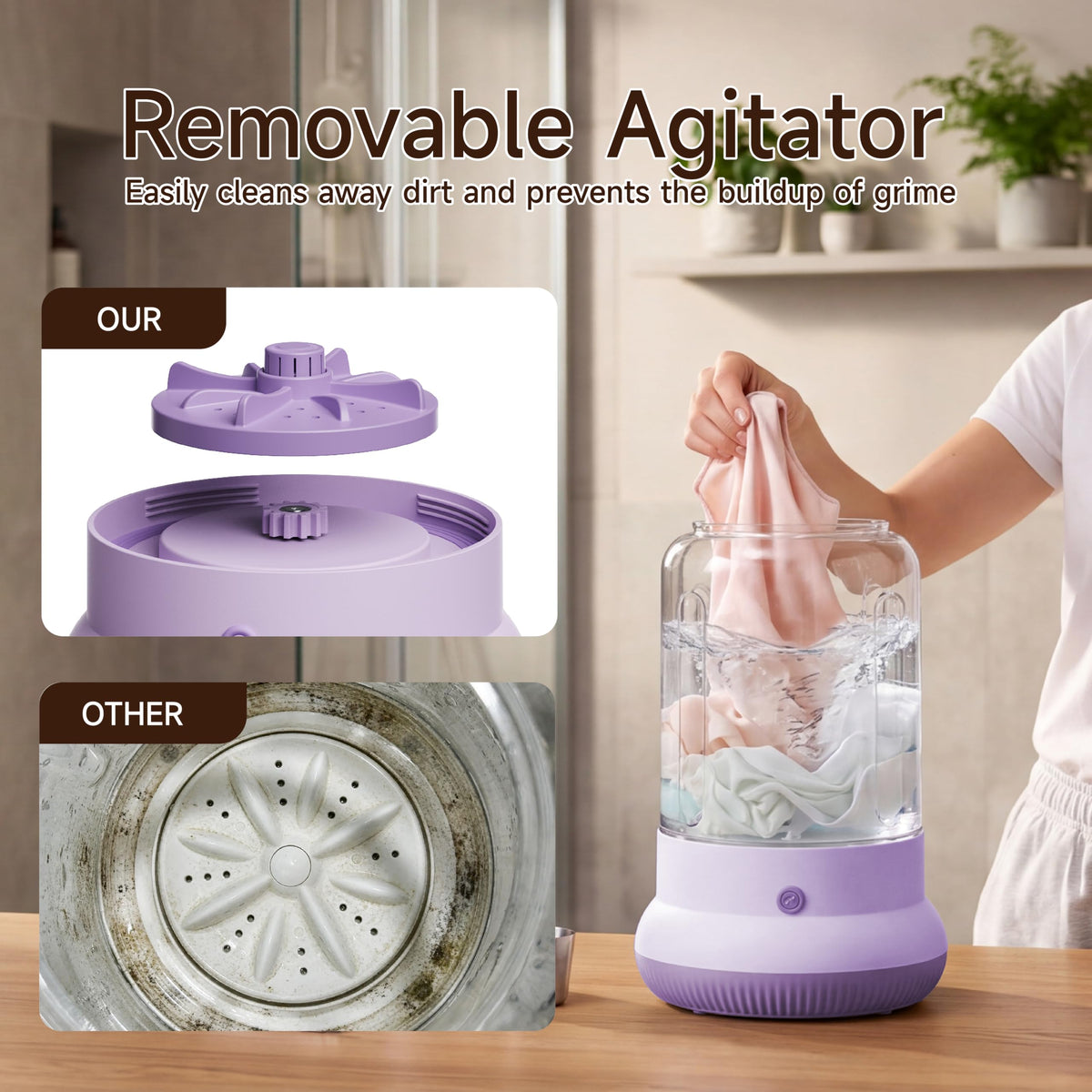 Mini Washing Machine, 3L Compact Small Laundry Washer for Underwear, Socks etc.（White）
