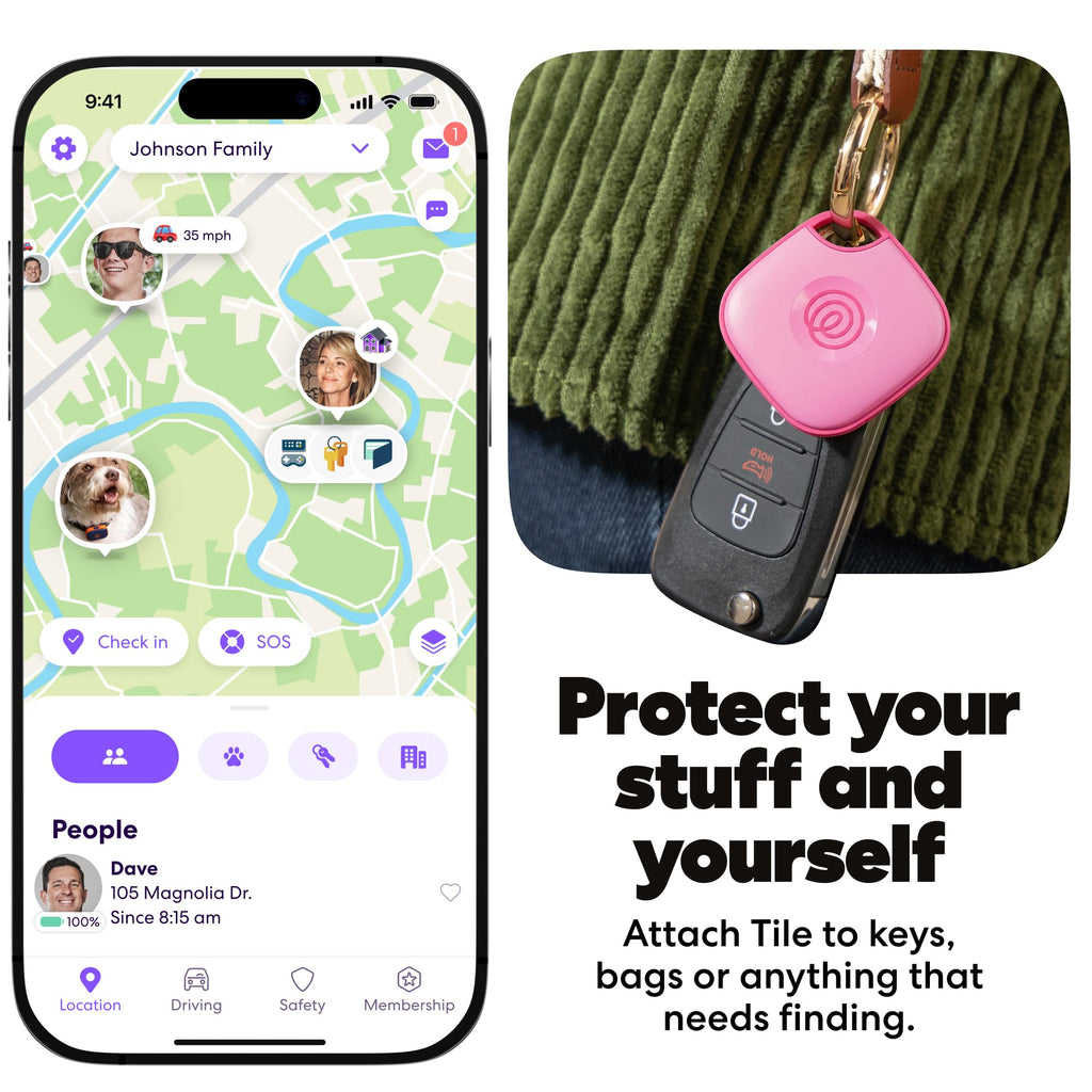 Life360 Tile - Bluetooth Tracker, Keys Finder and Item Locator for Keys, Bags and More. Phone Finder. Both iOS and Android Compatible. 1-Pack (Black)