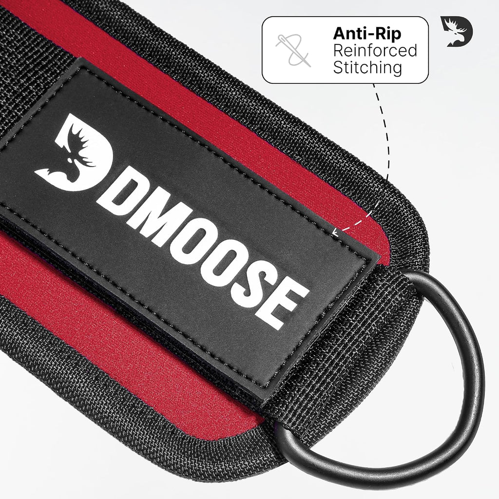 DMoose Fitness Ankle Strap for Cable Machine - One Size Fit with Premium Padding Cuffs - Cable Kickback Ankle Straps - Gym Attachments & Lower Body Exercises