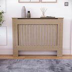 Vida Designs Chelsea Radiator Cover White - Medium - Modern Vertical Slat Design For Optimal Heat Circulation - H82xW111xD19cm - Painted MDF Cabinet Ideal For Living Room & Hallway