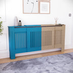 Vida Designs Chelsea Radiator Cover White - Medium - Modern Vertical Slat Design For Optimal Heat Circulation - H82xW111xD19cm - Painted MDF Cabinet Ideal For Living Room & Hallway