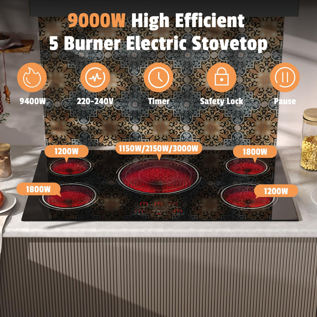 2 Burner Electric Cooktop 110V, 2000W Shard Power