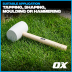 OX Trade Black Rubber Mallet 16oz / 450g, Non-Marking Hammer, Wooden Handle