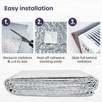 Radiator Foil 5m x 60cm - 1 Pack Folded Radiator Reflector Panels for Enhance Heat Efficiency - Energy Saving Insulation Foil and Radiator Heat Deflector for Home Heating with Adhesive Pads