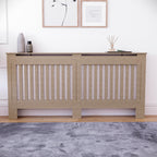 Vida Designs Chelsea Radiator Cover White - Medium - Modern Vertical Slat Design For Optimal Heat Circulation - H82xW111xD19cm - Painted MDF Cabinet Ideal For Living Room & Hallway