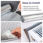 Radiator Foil 5m x 60cm - 1 Pack Folded Radiator Reflector Panels for Enhance Heat Efficiency - Energy Saving Insulation Foil and Radiator Heat Deflector for Home Heating with Adhesive Pads
