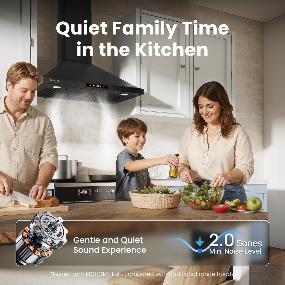 VIKIO HOME 36 Inch Wall Mount Range Hood 580CFM Low Noise Touch Control