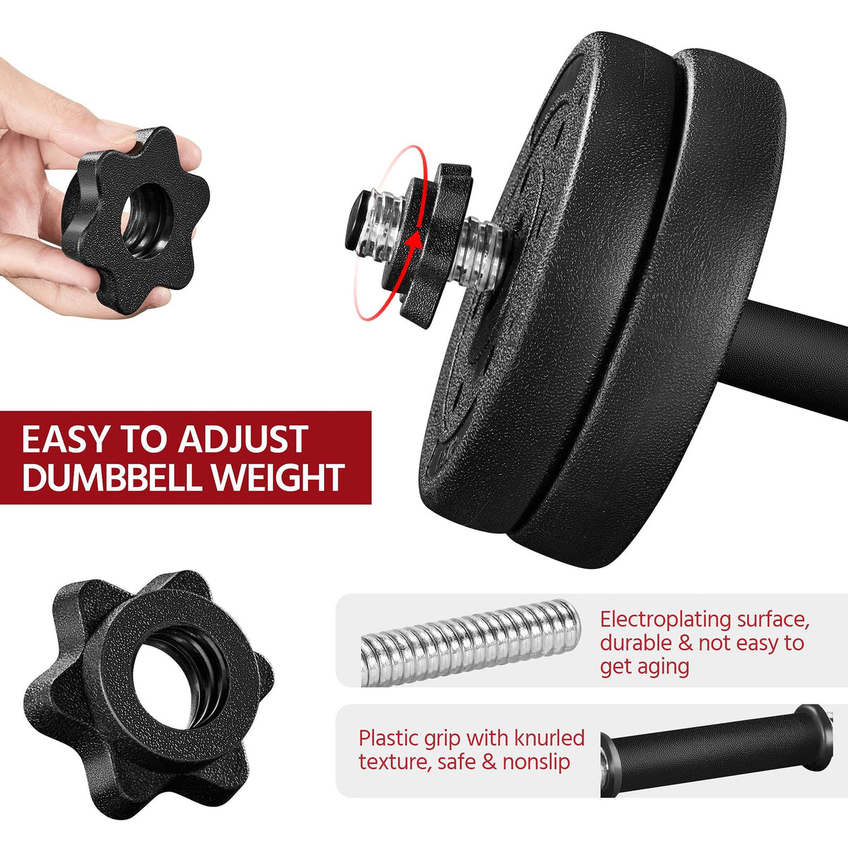 Yaheetech 30KG/25KG/20KG/15KG Adjustable Dumbbells Weight Set for Men/Women