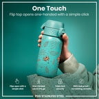 ION8 Lightweight Steel Kids Water Bottle, 400ml/13oz, Purple Unicorns
