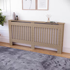 Vida Designs Chelsea Radiator Cover White - Medium - Modern Vertical Slat Design For Optimal Heat Circulation - H82xW111xD19cm - Painted MDF Cabinet Ideal For Living Room & Hallway