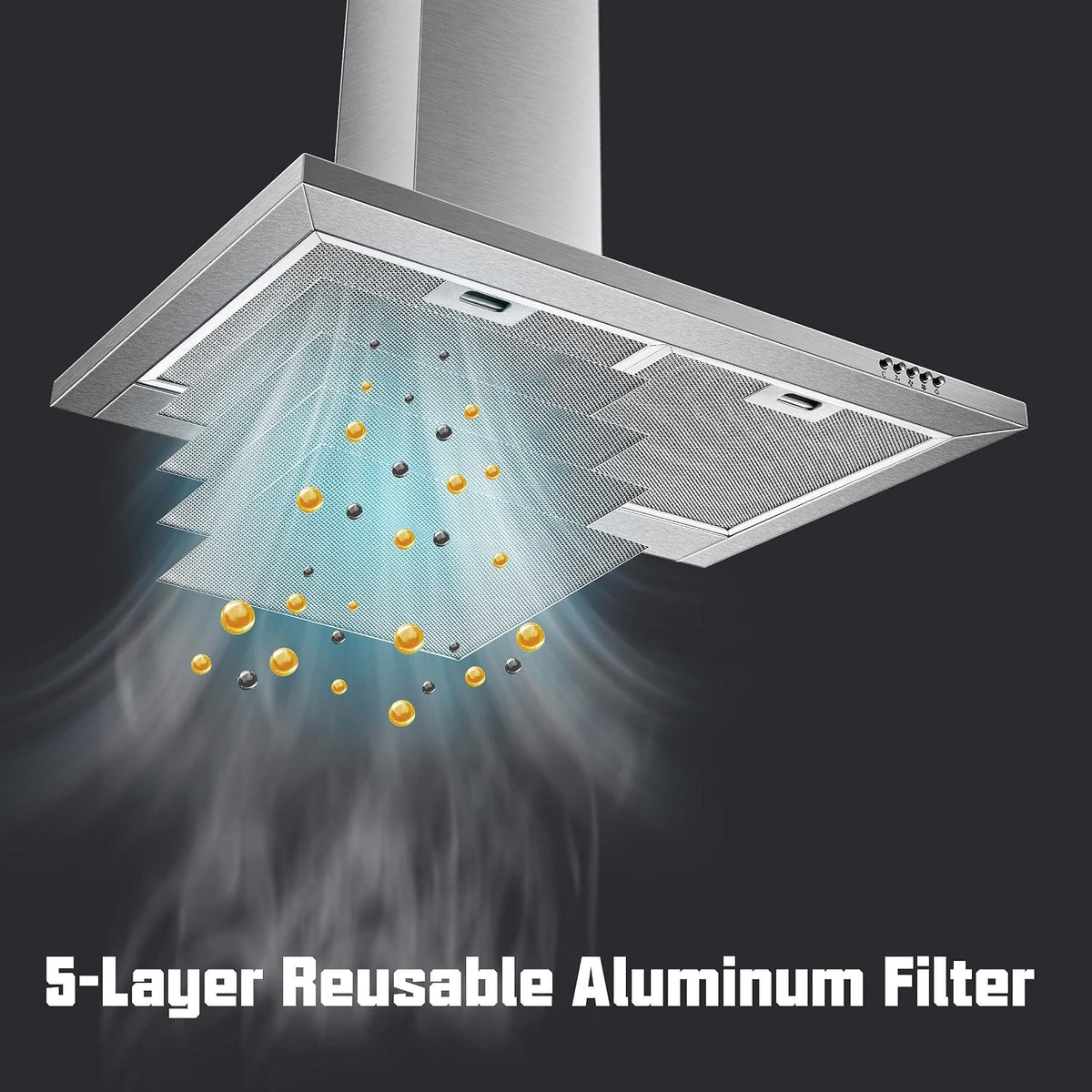 SNDOAS Range Hood 30 inch,Wall Mount Range Hood in Stainless Steel With Ducted/Ductless Convertible,Stove Vent Hood with Aluminum Filters,3 Speed Exhaust Fan,LED Light,Button Control