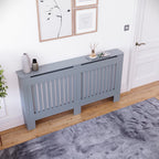 Vida Designs Chelsea Radiator Cover White - Medium - Modern Vertical Slat Design For Optimal Heat Circulation - H82xW111xD19cm - Painted MDF Cabinet Ideal For Living Room & Hallway