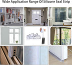 Silicone Seal Door Strip Bottom - 8M/26ft (W: 35MM) Silicone Sealing Sticker Self Adhesive Weather Stripping for Gaps of House, Glass Shower, Window and Door, Weatherproof Soundproof Insect Proof