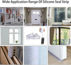 Silicone Seal Door Strip Bottom - 8M/26ft (W: 35MM) Silicone Sealing Sticker Self Adhesive Weather Stripping for Gaps of House, Glass Shower, Window and Door, Weatherproof Soundproof Insect Proof