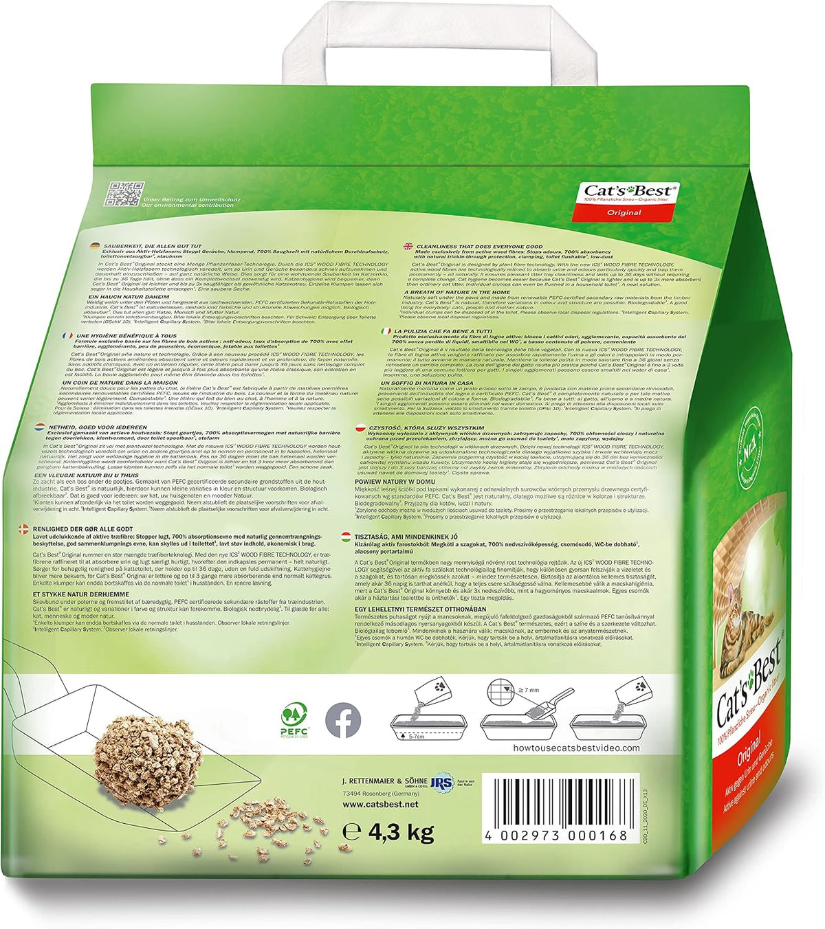 Cat's Best Wood Fibre Cat Litter, 4.3kg