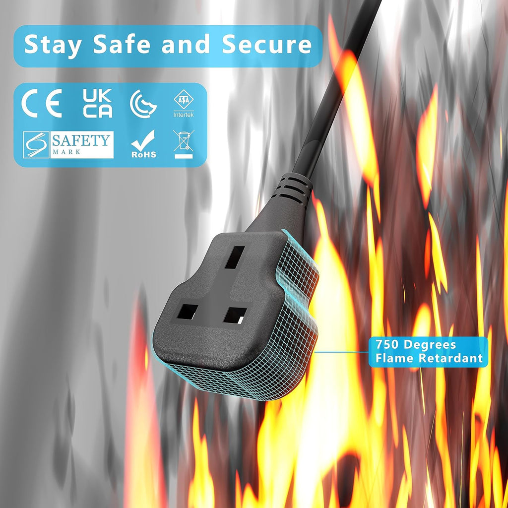 1 Meter Short Extension Lead Single Plug Socket Power Cable 13 Amp Extension Cord Electrical Socket Black