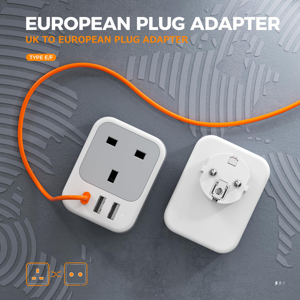 TESSAN UK to US Plug Adaptor 2 Pack, Type B USA Travel Adapter with USB C