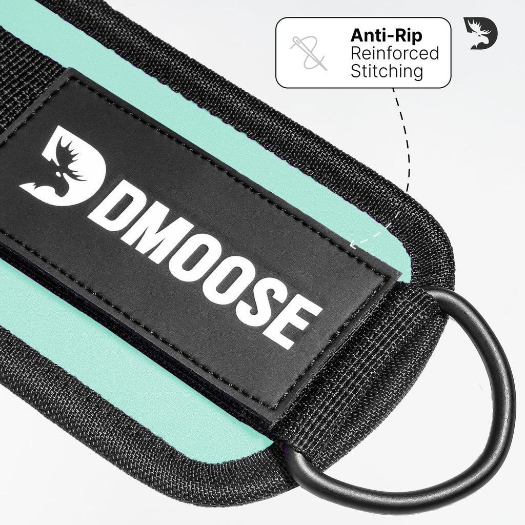 DMoose Fitness Ankle Strap for Cable Machine - One Size Fit with Premium Padding Cuffs - Cable Kickback Ankle Straps - Gym Attachments & Lower Body Exercises