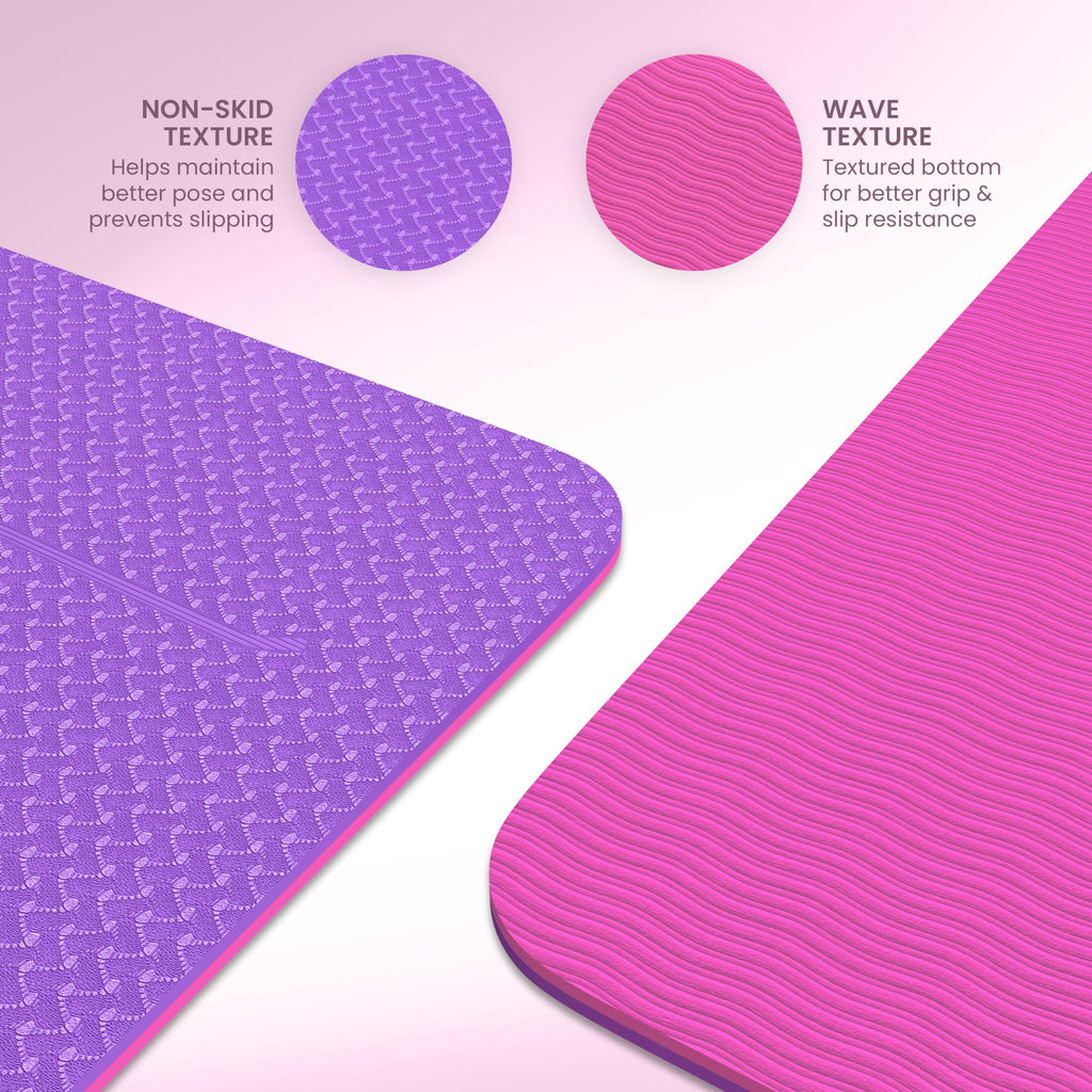 Yogii Yoga Mat - Non-Slip 6mm Thick TPE & Travel-friendly Yoga Mat - Perfect for Home & Gym Exercise Fitness & Pilates - With Laser Alignment Guides for Men & Women