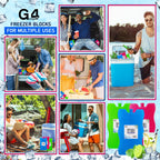 G4GADGET 16cm Freezer Blocks – Pack of 4 – Long-Lasting Reusable Ice Packs for Coolers, Picnic Bags, Travel & Outdoor Adventures – Ideal for Beach & Hiking Trips