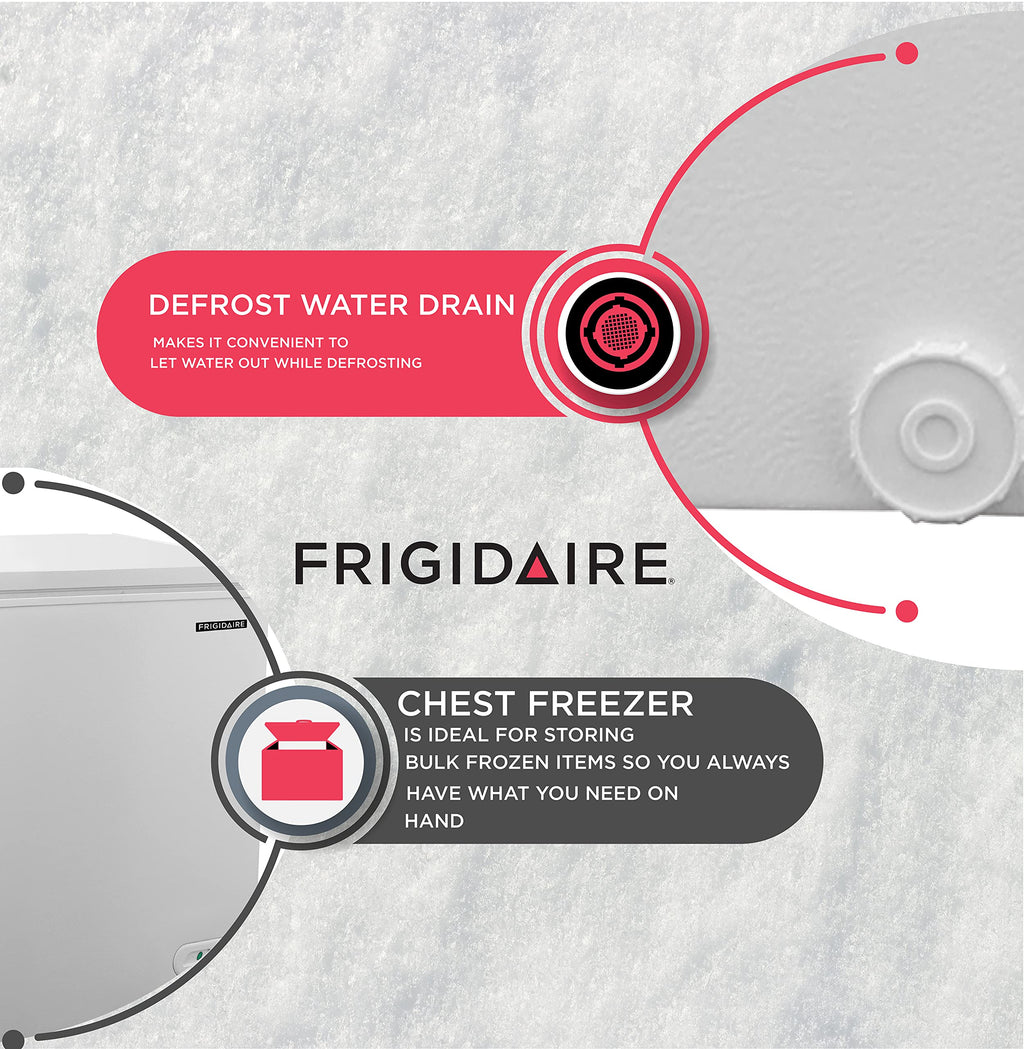 FRIGIDAIRE EFRF5003-BLACK Chest Deep Freezer-Garage-Ready, 5.0 Cu. Ft. Capacity, Black-Adjustable Thermostat-Removable Vinyl Coated Wire Basket-Easy Defrost Drain