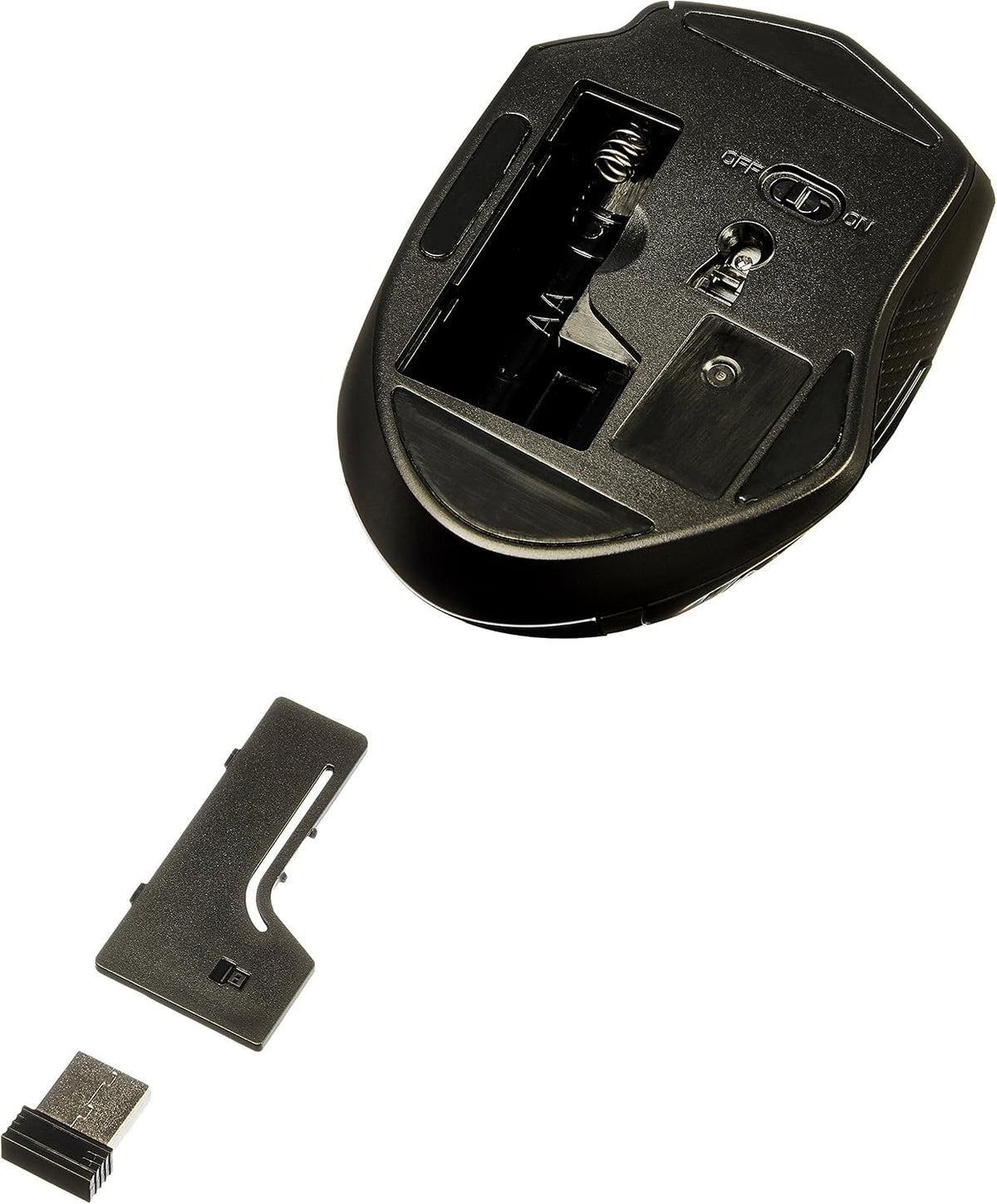 Amazon Basics Wireless Mouse, Ergonomic Mouse with Adjustable DPI 600-3600, 2.4 GHz USB Receiver for Home Office Laptop Desktop, Black