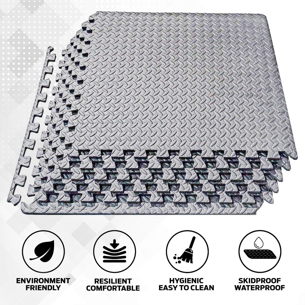 ComFy Mat Gym Flooring Mat, Foam Exercise Mats, Interlocking Puzzle EVA Floor Tiles, Non slip Rubber Cushion For Home Workout, Bonus Adhesives,24"X24"(60x60cm)