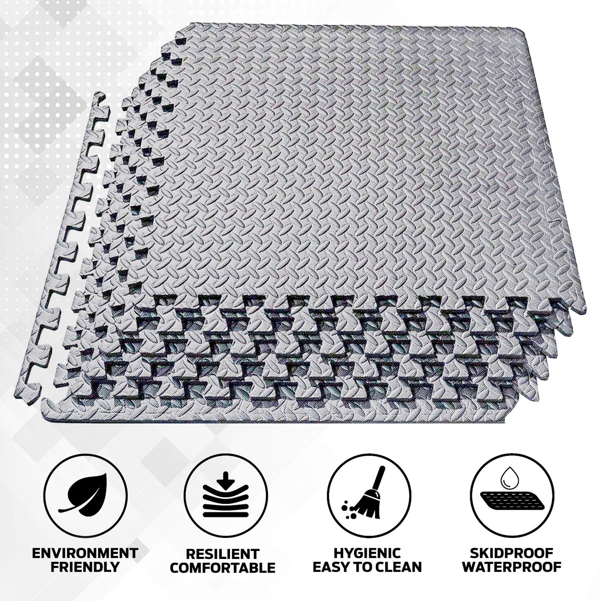 ComFy Mat Gym Flooring Mat, Foam Exercise Mats, Interlocking Puzzle EVA Floor Tiles, Non slip Rubber Cushion For Home Workout, Bonus Adhesives,24"X24"(60x60cm)
