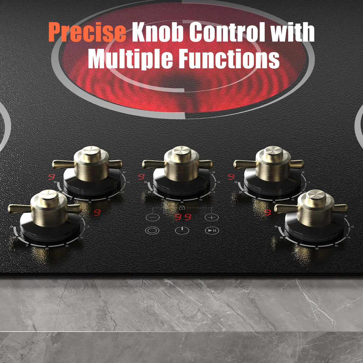 2 Burner Electric Cooktop 110V 2000W Countertop or Built-in