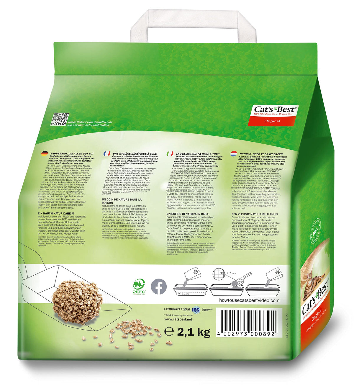 Cat's Best Wood Fibre Cat Litter, 4.3kg