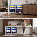 Yeego Beverage Refrigerator - 24 inch 180 Cans Beer Cooler with Glass Door