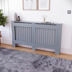 Vida Designs Chelsea Radiator Cover White - Medium - Modern Vertical Slat Design For Optimal Heat Circulation - H82xW111xD19cm - Painted MDF Cabinet Ideal For Living Room & Hallway