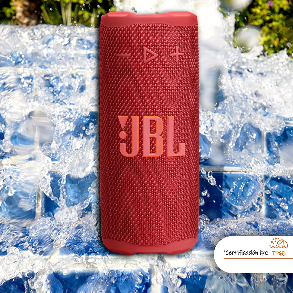 JBL Grip Portable Bluetooth Speaker, Waterproof, Ambient Light - Red