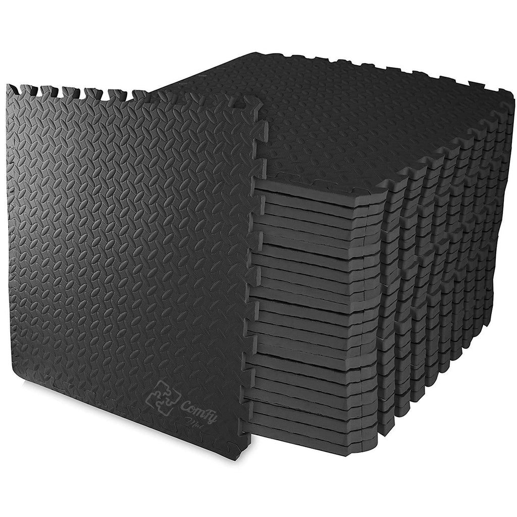 ComFy Mat Gym Flooring Mat, Foam Exercise Mats, Interlocking Puzzle EVA Floor Tiles, Non slip Rubber Cushion For Home Workout, Bonus Adhesives,24"X24"(60x60cm)