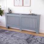 Vida Designs Chelsea Radiator Cover White - Medium - Modern Vertical Slat Design For Optimal Heat Circulation - H82xW111xD19cm - Painted MDF Cabinet Ideal For Living Room & Hallway